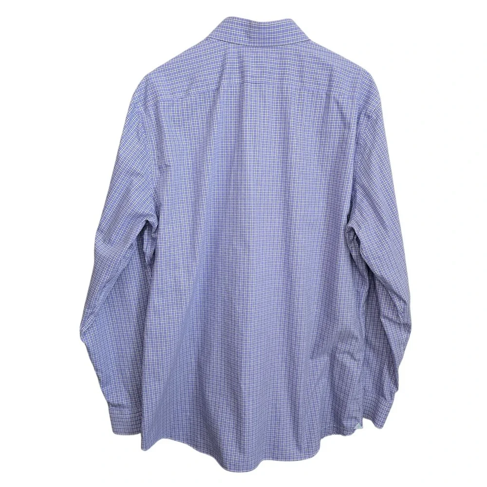 Banana Republic Dress Shirt Mens XL Lavender‎ Button Up Plaid Grant Fit Non Iron